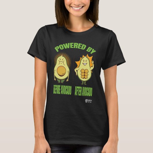 アボカドパワーウィメンズブラック Tシャツ (正面)