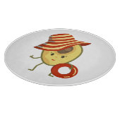 アボカドビーチガールとサンハットとスイムリング カッティングボード (角)