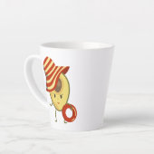 アボカドビーチガールとサンハットとスイムリング カフェラテマグ (左アングル)