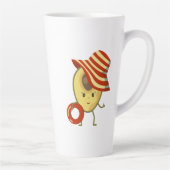 アボカドビーチガールとサンハットとスイムリング カフェラテマグ (右)