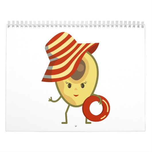 アボカドビーチガールとサンハットとスイムリング カレンダー (カバー)