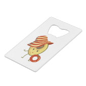 アボカドビーチガールとサンハットとスイムリング クレジットカード栓抜き (正面アングル)