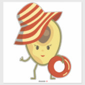 アボカドビーチガールとサンハットとスイムリング シール (シート)