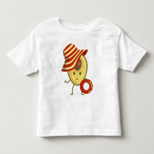 アボカドビーチガールとサンハットとスイムリング トドラーTシャツ