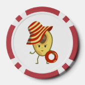 アボカドビーチガールとサンハットとスイムリング ポーカーチップ (裏面)