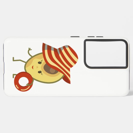 アボカドビーチガールとサンハットとスイムリング SAMSUNG GALAXYケース (裏面横)