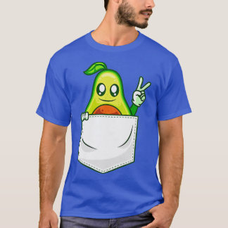 アボカドピースサインチェストポケットおもしろい Tシャツ