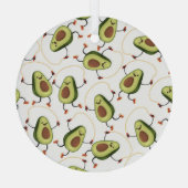 アボカドフィットネス:かわいいヴィンテージパターン ガラスオーナメント (裏面)