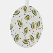 アボカドフィットネス:かわいいヴィンテージパターン ガラスオーナメント (正面右)