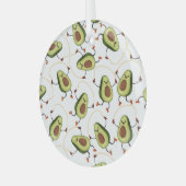 アボカドフィットネス:かわいいヴィンテージパターン ガラスオーナメント (正面左)
