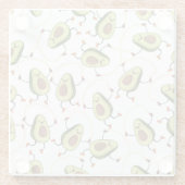 アボカドフィットネス:かわいいヴィンテージパターン ガラスコースター (裏面)