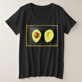 「アボカドフルーツ」かわいい写真。買今 プラスサイズTシャツ