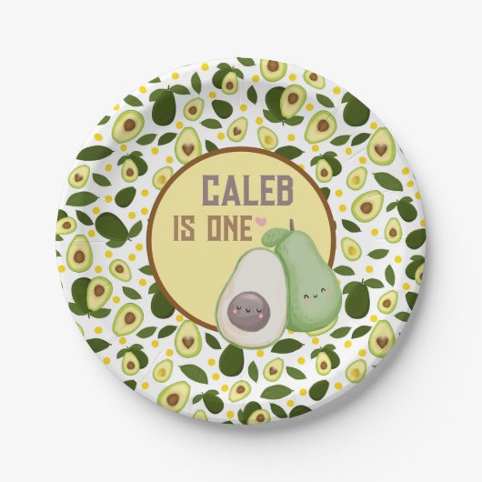 アボカドホーリーグアカモールフィエスタ1st誕生日パーティー ペーパープレート (正面)