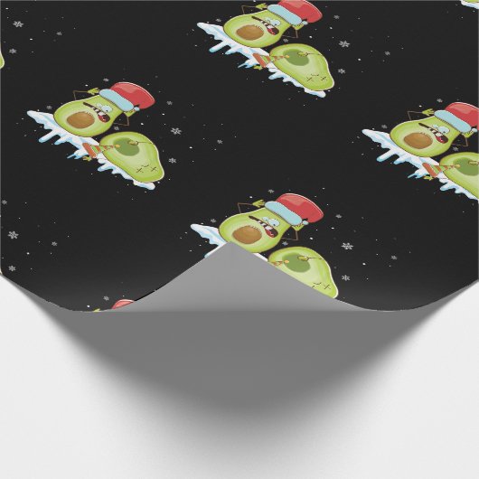 アボカドメリークリスマスビーガンパジャマサンタハットおもしろい ラッピングペーパー (角)