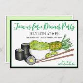 アボカドロール わさび寿司 日本食 夕食 招待状 (正面/裏面)