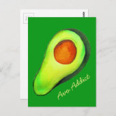 アボカド中毒グリーンかわいいアート ポストカード (正面/裏面)