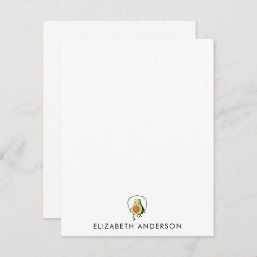 アボカド健康コーチミニマリストパーソナライズされた注 ノートカード (正面/裏面)