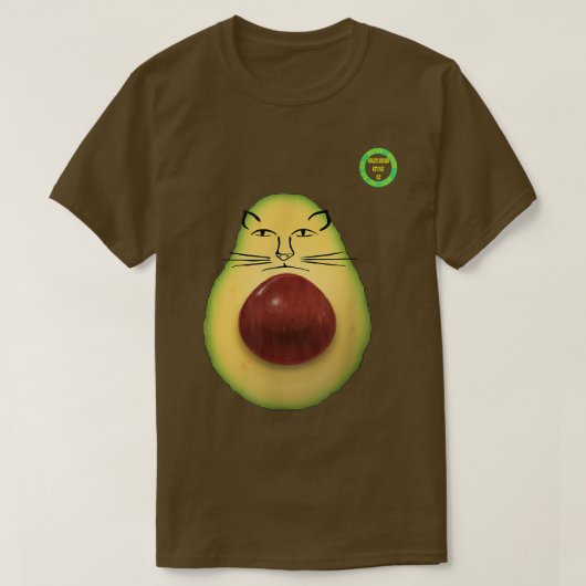 アボカド子猫カットキャット顔  Tシャツ (デザイン正面)
