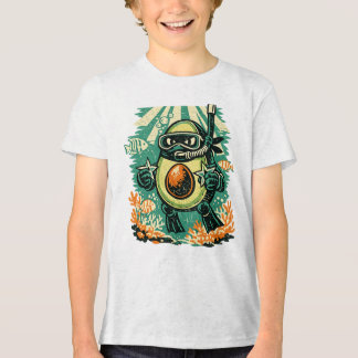 アボカド忍者スノーケラー - ビンテージサマーオーシャン トライブレンドTシャツ