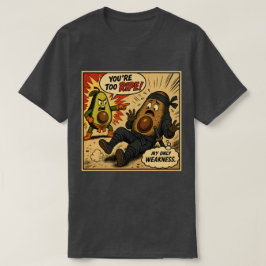 アボカド忍者 "完熟すぎ" - 楽しいレトロコミック Tシャツ