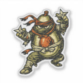 アボカド忍者 - 面白い果物戦士 レトロ日本風 シール (正面)