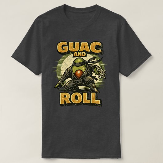 アボカド忍者 - GUAC AND ROLL ヒーロー Tシャツ (デザイン正面)