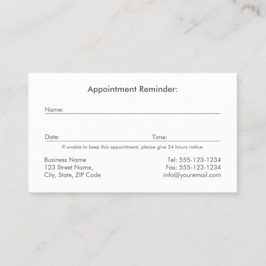 アボカド歯科モノグラム歯科アポイントメント 予約カード (裏面)