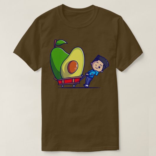 アボカド漫画が描かれた可愛い少年 Tシャツ (デザイン正面)