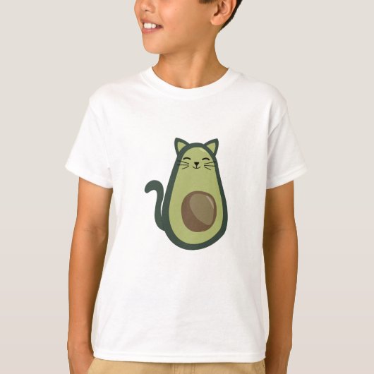 アボカド猫おもしろいの緑 Tシャツ (正面)
