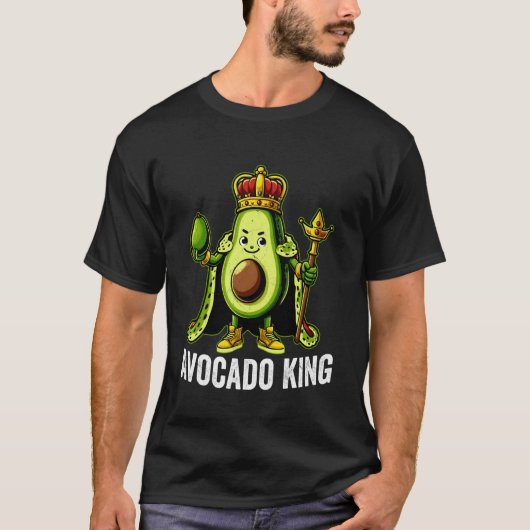 アボカド王戴冠式の君主 楽しいアボカド愛好家デザイン Tシャツ (正面)