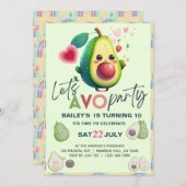 アボカド誕生日ホーリーグアカモールキュートフィエスタパーティー 招待状 (正面/裏面)