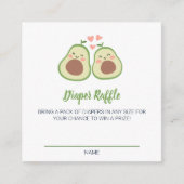 アボカド赤ちゃんシャワーおむつラッフルゲームカード エンクロージャーカード (正面)