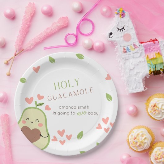 アボカド赤ちゃんシャワー、ベビーガール、かわいいアボカド ペーパープレート (パーティー)
