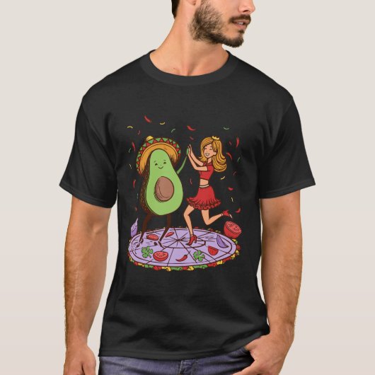 アボカド踊りサルサシンコデマヨメキシコアボカド Tシャツ (正面)