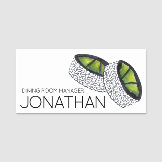 アボカド転がス日本の食品レストラン 名札 (正面)