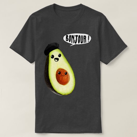 アボカド顔ボンジュール Tシャツ (デザイン正面)