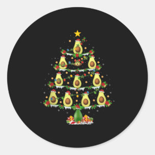 アボカド クリスマスツリー ライト 面白い アボカド Xmas T ラウンドシール