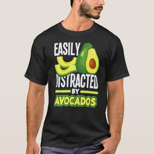 アボカド グアカモーレ 簡単に気が散る ビーガン料理 Tシャツ (正面)