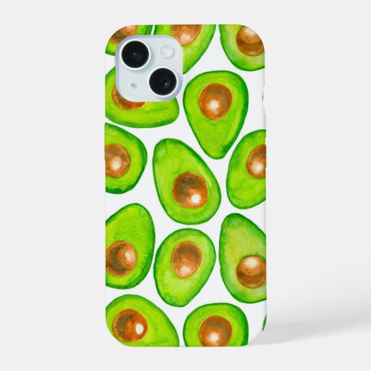 アボカド スライス ウォーターカラー iPhone 15ケース (裏面)