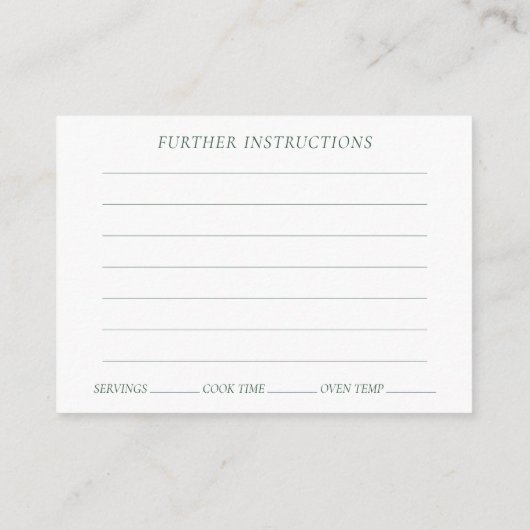 アボカド |ダークグリーン素朴レシピカード エンクロージャーカード (裏面)