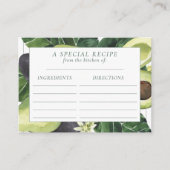 アボカド |ダークグリーン素朴レシピカード エンクロージャーカード (正面)