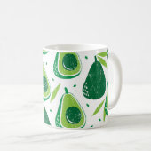 アボカド、テクスチャスタンプ、シームレスパターン。 コーヒーマグカップ (正面右)