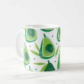アボカド、テクスチャスタンプ、シームレスパターン。 コーヒーマグカップ (正面左)