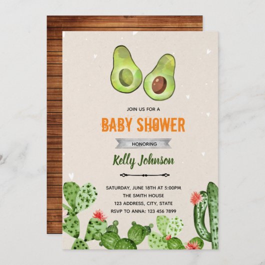 アボカド・フィエスタ・シャワージェンダーの誘いを公開 招待状 (正面/裏面)