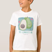 アボカド・ユー・コンプリート・ミー ラブ かわいい 水彩画 Tシャツ (正面)