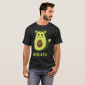 アボカド 猫 クール キュート ヒゲ ネコ Tシャツ (正面フル)