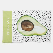 アボカモダンドのグパーソナライズされたリーン名 キッチンタオル (横)