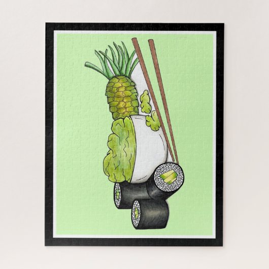 アボカ転がドわさび日本のすしディナー ジグソーパズル (縦)