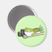 アボカ転がドわさび日本のすしディナー マグネット (正面/裏面)