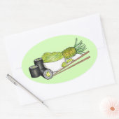 アボカ転がドわさび日本のすしディナー 楕円形シール (封筒)